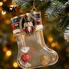 Transparent Candy Coin Filled Socks Fillable Christmas Stocking Acrylic Ornament, Tree Home Window Wall Festive Ornaments Hanging Decor, Santa Snowman