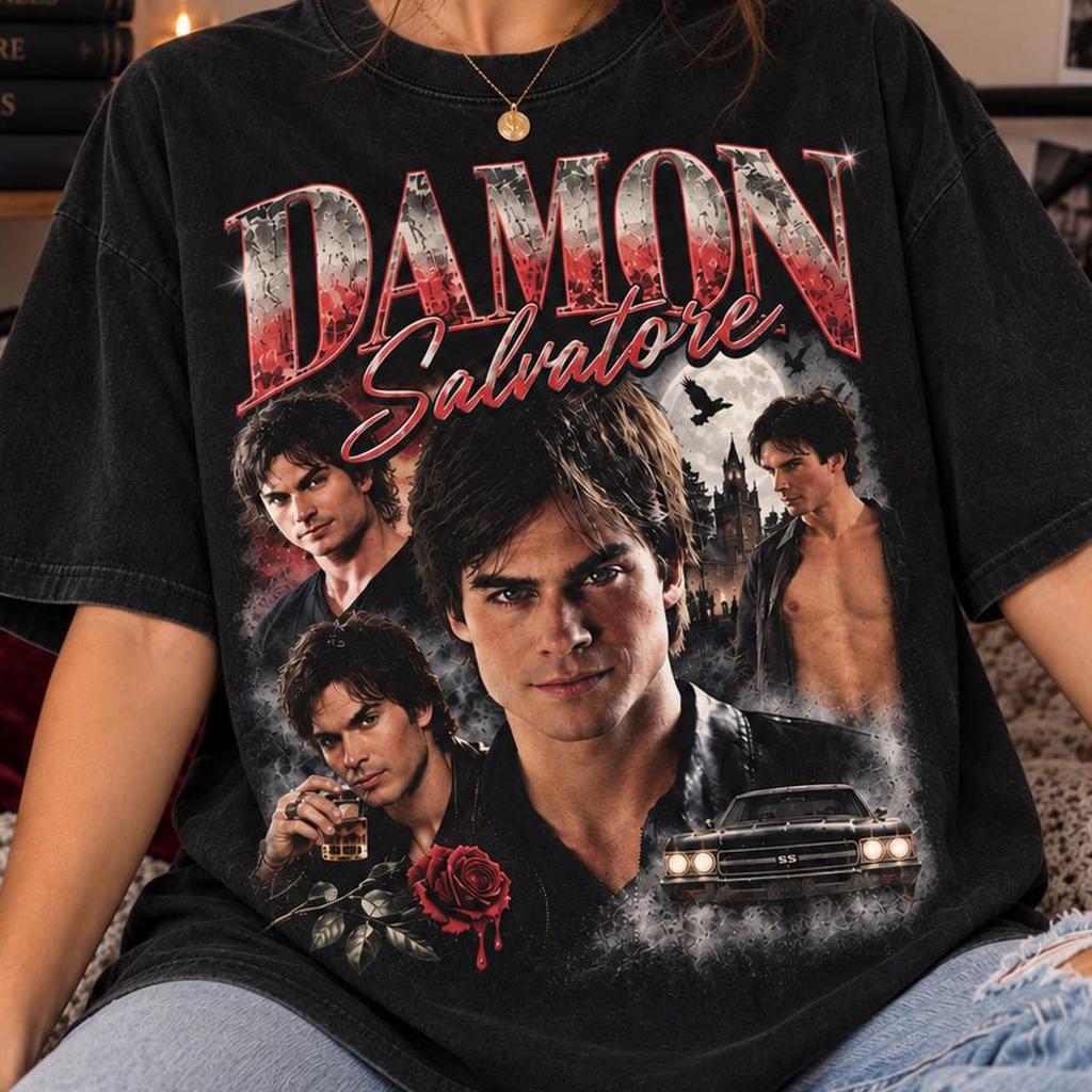 Vampire Diaries Damon Salvatore Shirt | Ian Somerhalder, Mystic Falls Vampire Shirt, Damon Fan Gift, Comfort Colors T-Shirt
