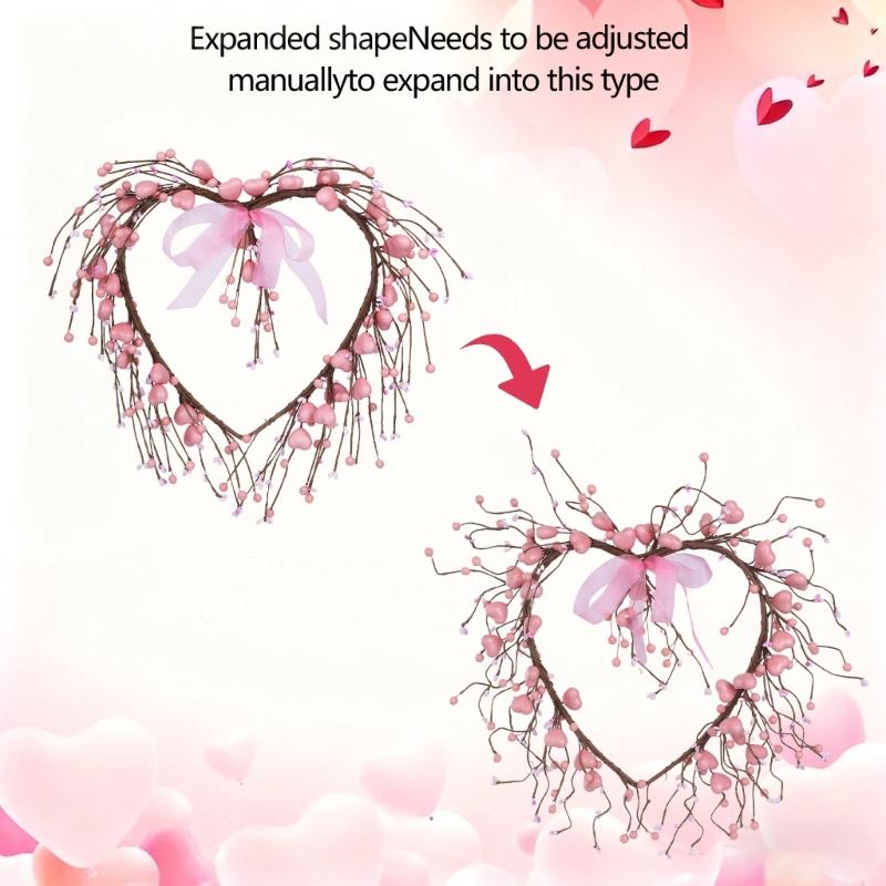 Artificial Heart Berries Wreath For Valentines's Day Decoration Decorative Garland Wedding Window Table Centerpieces
