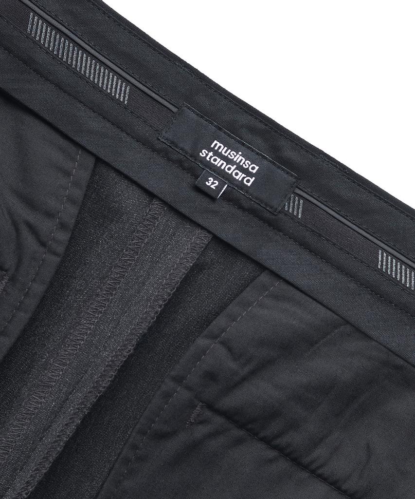 MUSINSA STANDARD Lightweight Semi-Wide Hidden Elastic Waist Slacks [Charcoal Gray]