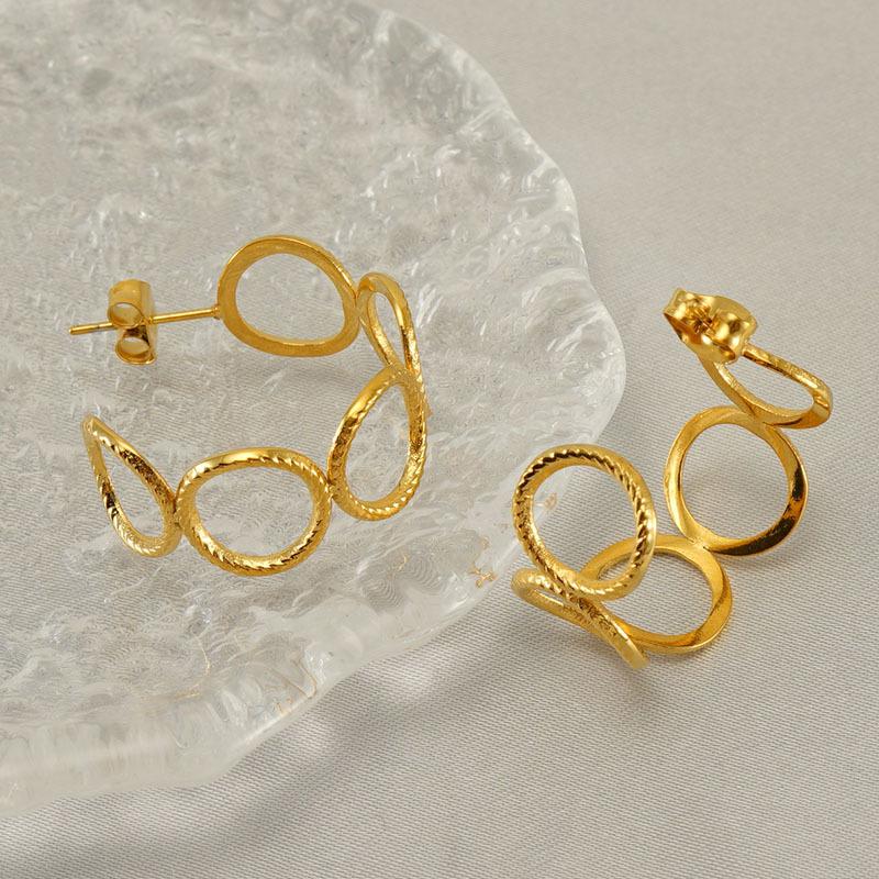 Модные серьги-кольца из нержавеющей стали, нишевые универсальные серьги для женщин