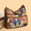 Middle-aged Mom Bag Large Capacity Splicing Work Commute Soft Leather Multi-pocket Crossbody Bag Retro Shoulder Bag