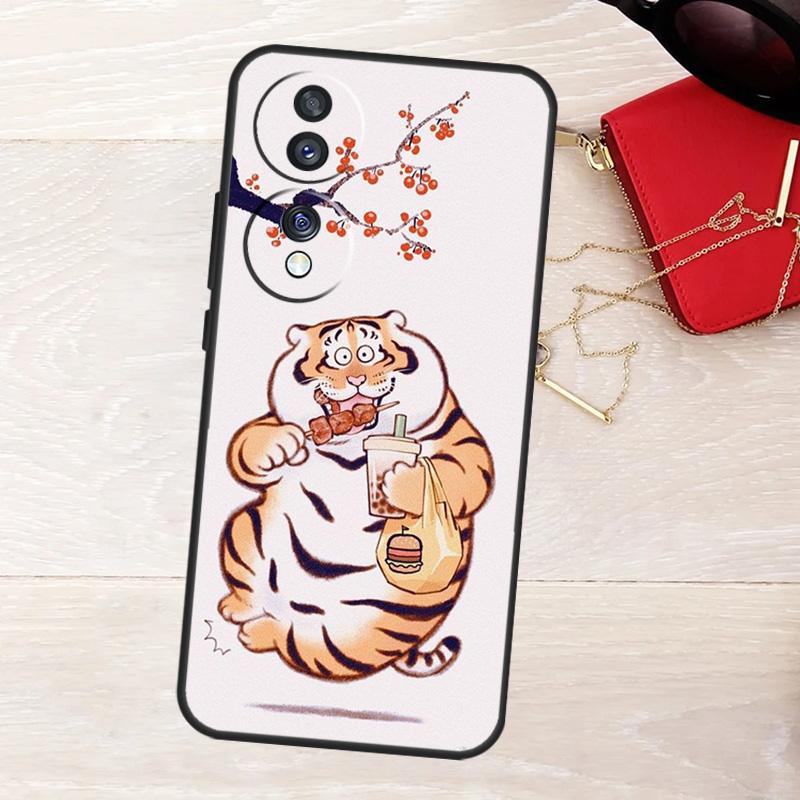 Cartoon Fat Tiger Case For Honor 400 Pro 200 50 70 90 X9a X9b X9c X9d X8a X8b X8c Magic 7 Lite 5 6 8 Pro Cover