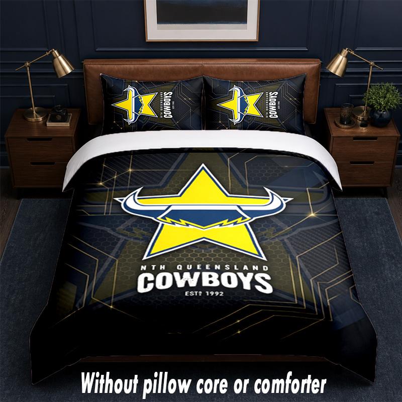 North Queensland Cowboys Design Bed Bedding Set 1 Duvet Cover + 2 Pillowcases Soft Breathable Household Bed Linens