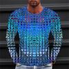 New Men's T-shirt Pattern Gradient Round Neck Clothing 3D Printing Outdoor Daily Long Sleeved Fashion Designer Retro Plus Size C