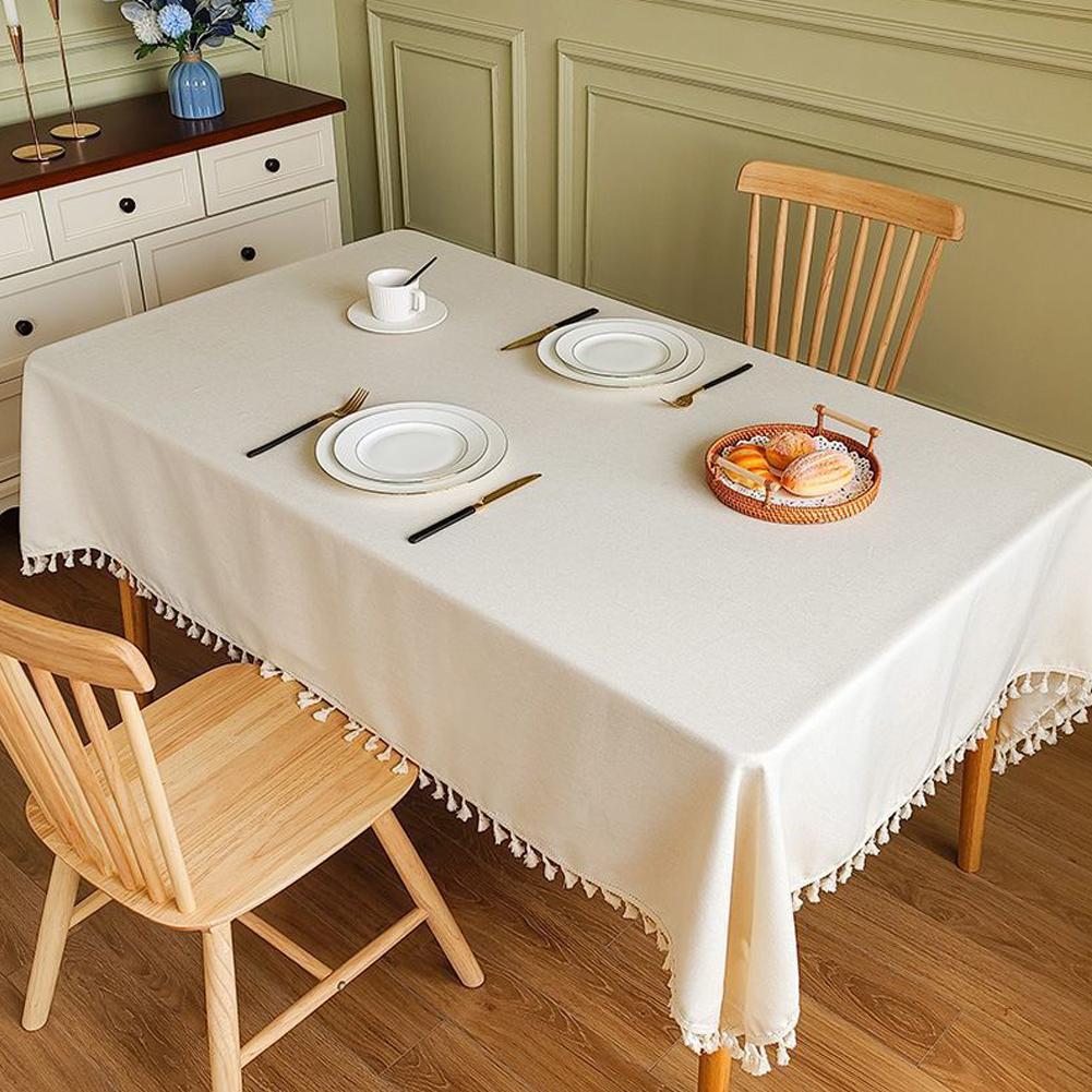 Скатерть для фермерского дома с кисточками из хлопка и льна, пыленепроницаемая прямоугольная скатерть для кухни, свадьбы, обеденного стола, украшения Q9V7