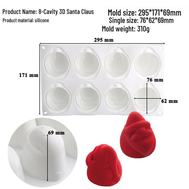 Силиконовая форма Shenhong с 6 ячейками «Рождественская елка и Санта» для муссового торта и выпечки шоколада