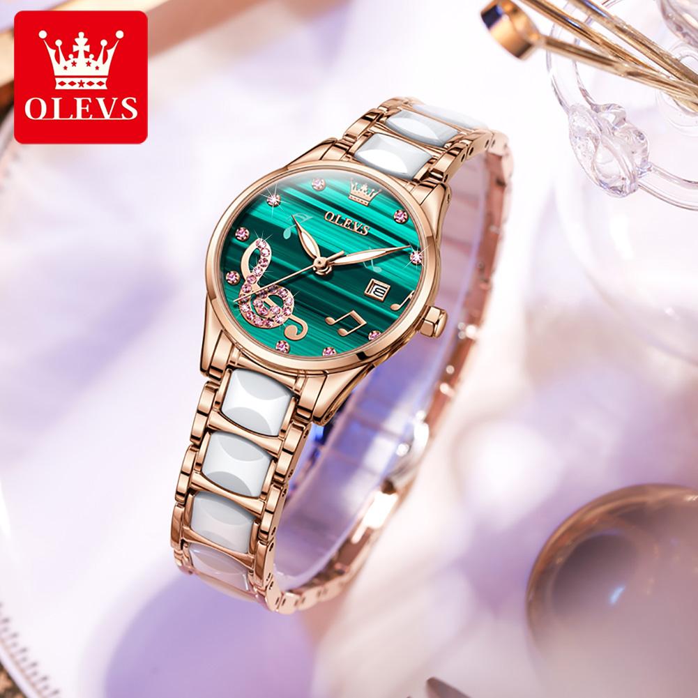 OLEVS Brand Ceramic Room Steel Strip Quartz Women's Watch 3605