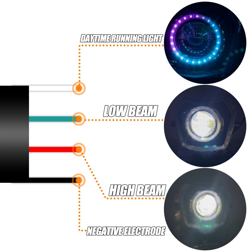 Motorcycle LED Headlight Angel Eye Colorful headlights Controlled By APP For Fantic XE XM 50 XEF 125 250 XMF 125 2021-2022 Parts