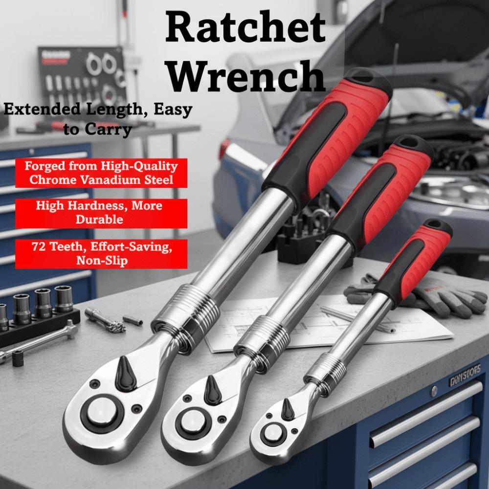 Reversible Drive Socket Wrench Carbon Steel Extendable Ratchet Flex Head Ratchet  Hand Repair