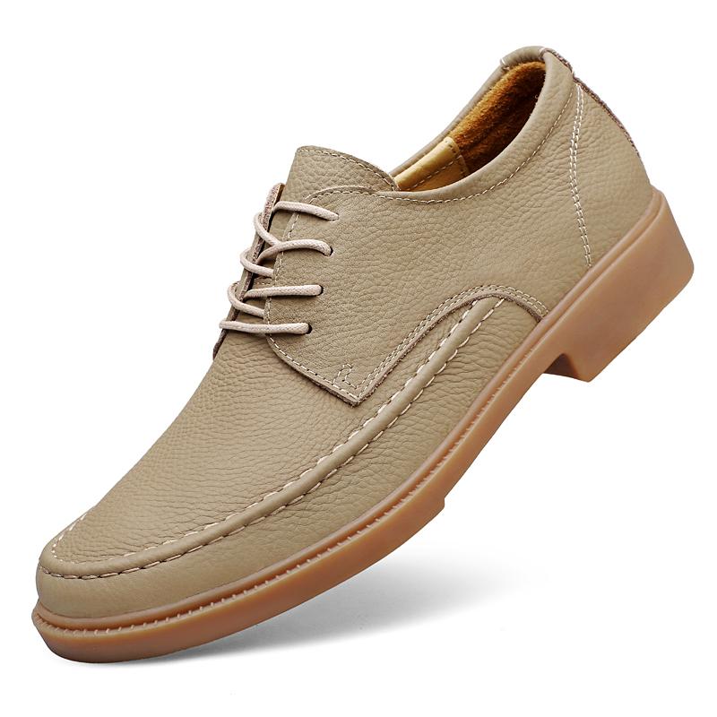 Высококачественная мужская удобная обувь на шнуровке с круглым носком, повседневная, из кожи, модная, для улицы, дышащая и нескользящая, рабочая обувь
