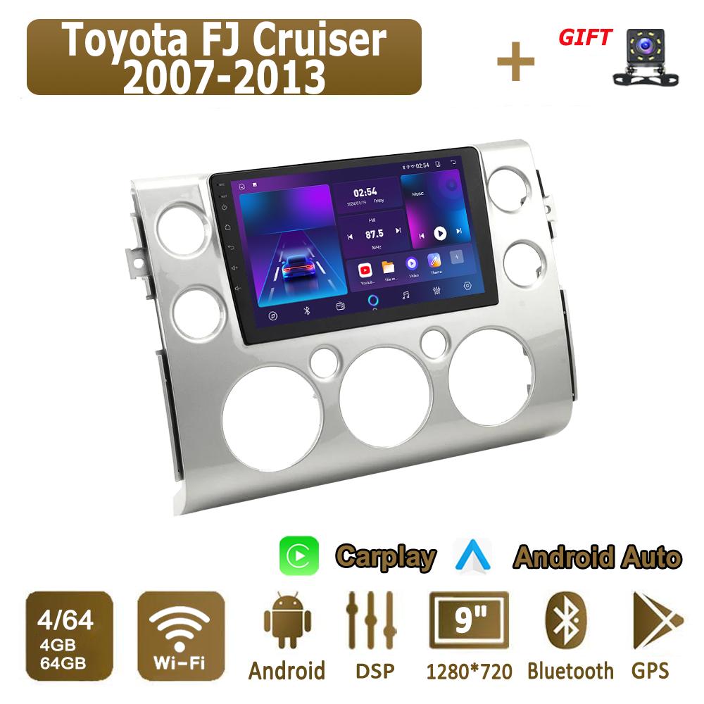 Android Carplay автомобильное радио для Toyota FJ Cruiser 2007-2013 мультимедийный проигрыватель головное устройство стерео GPS навигация BT WIFI 4+64 ГБ
