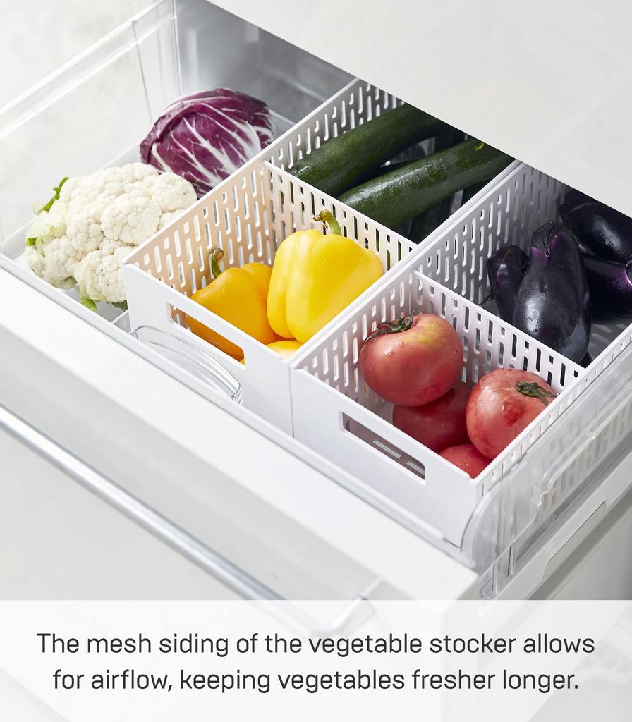 Yamazaki Jitsugyo 5020 Vegetable Stocker Sliding Root Vegetable Vegetable Room Storage Tower, White, Approx. W15.3XD32XH12.2cm, Tower, Stackable,