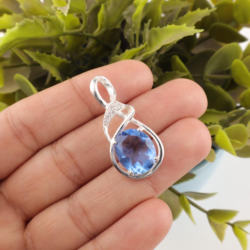 Tanzanite Gemstone 925 Sterling Silver Jewelry Zircon Pendant For Birthday Gift CZP-13-14