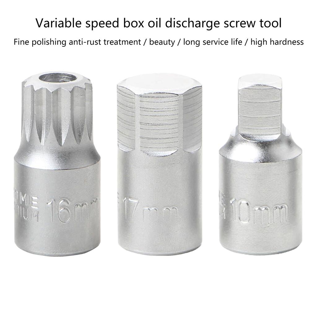M16 H17 S10 Oil Sump Drain Plug Socket Wrench 3/8'' Drive Auto Repairing Transmission Gearboxes Screw Wrench