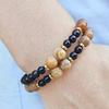 Natural Picture Stone Bead Bracelet For Women Men Retro Versatile Couple Stainless Steel Natural Stone Beads Jewelry Elastic Bangle Bracelets Gift