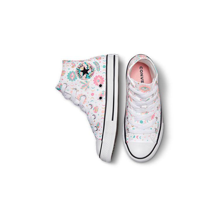 Converse All Star Comfortable Lightweight Durable High-Top Canvas Shoes Kids Sneakers White Green Pink A00926C