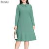 Женское элегантное свободное повседневное платье с длинным рукавом