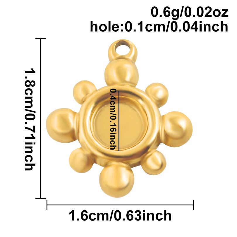6Pcs Blank Settings Cabochon Pendants Round Rectangle Square Charm Stainless Steel Charms For Jewelry Making Bulk Diy Necklaces