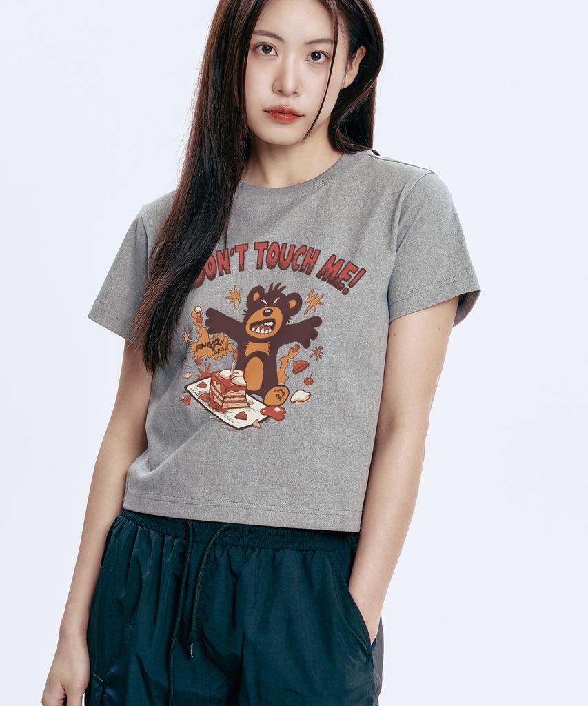 WILDROCK Hollysheesh Angry Bear Pigment Oversized Short Sleeve T-Shirt_6 Col (A Type)