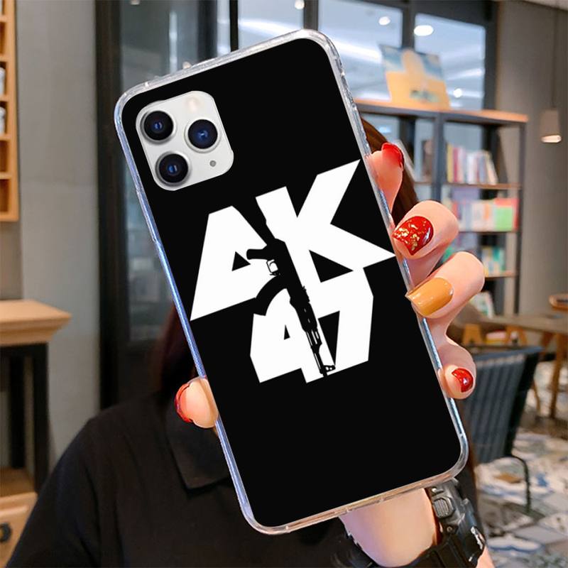 Чехол для телефона AK47 с пистолетом и пулями для iPhone 11 12 13 Mini Pro Max 8 7 6 6S Plus X 5 SE 2020 XR XS