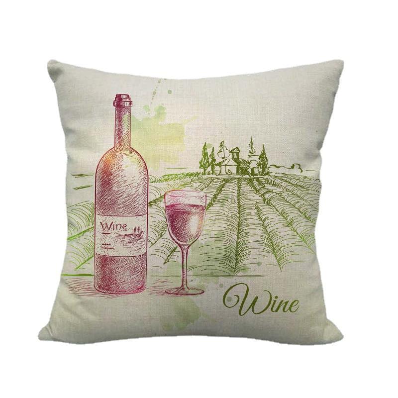 Creative Painted Red Wine Collection Digital Printing Short Plush Pillow Covers For Car Sofa Office Cushion Cover Home Goods