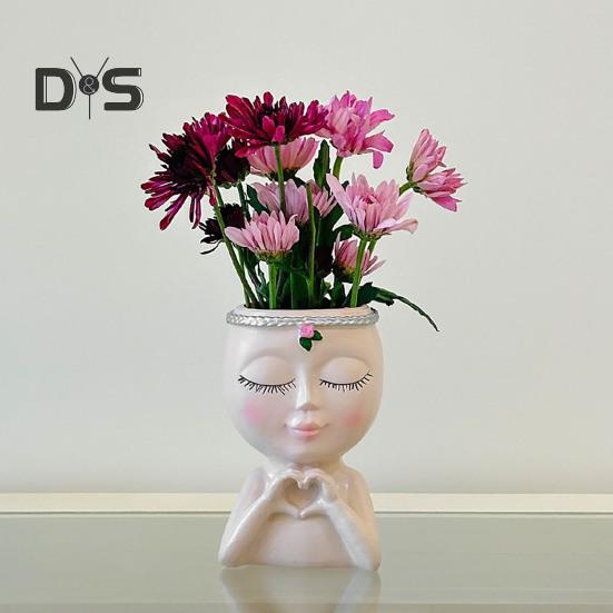 Цветочный горшок в виде лица в стиле Love Girl Head Plant Pot Small Lady Face Planter для суккулентных комнатных и уличных растений, центральный элемент рабочего стола для гостиной
