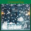 Window Pvc Christmas Sticker With Cartoon Santa Balls Santa Claus For Decor