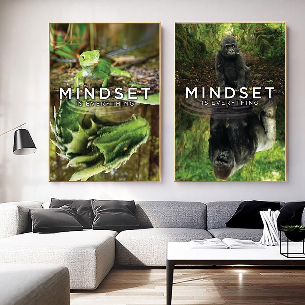 Animal Mindset Is Everything Inspirational Prints Poster Canvas Painting Modern Wall Art Pictures Living Room Bedroom Home Decor