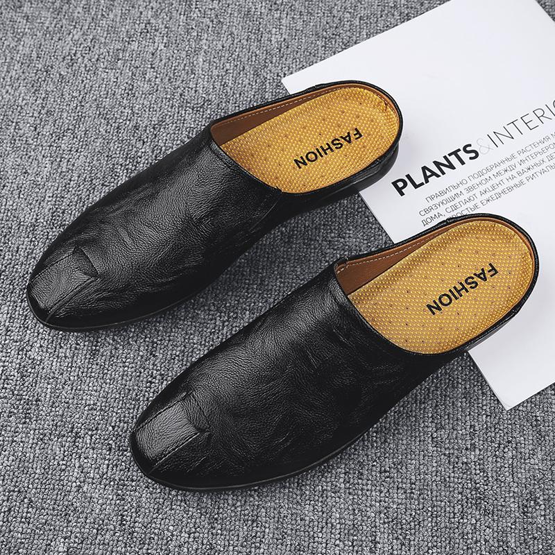 Summer Men'S Flat Bottomed Loafers Soft Soled Comfortable Slippers Lightweight Retro Brown Men'S Casual Shoes