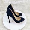 Simple and Elegant Suede Slim Heels for Women's Singles, Round Toe Versatile, Dress Party Slim High Heels Plus Size