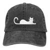 Women's Cute Cat Hat Adjustable Vintage Distressed Washed Baseball Cap for Men Women Cat Lover Black