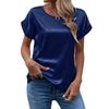 Summer Women's T-shirt Short-sleeved Satin Shirt Loose Casual Round Neck Satin T-shirt Women's Tops EMA