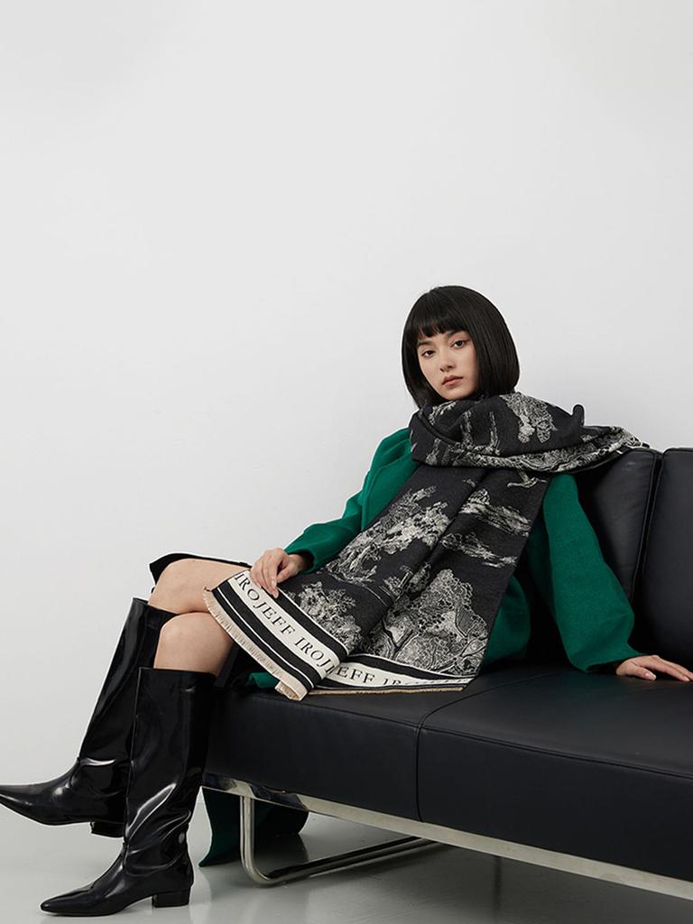 Thick Winter Poncho Women Scarf Luxury Floral Warm Shawl and Wrap Cashmere Pashmina Scarves Design Blanket Bufanda Echarpe