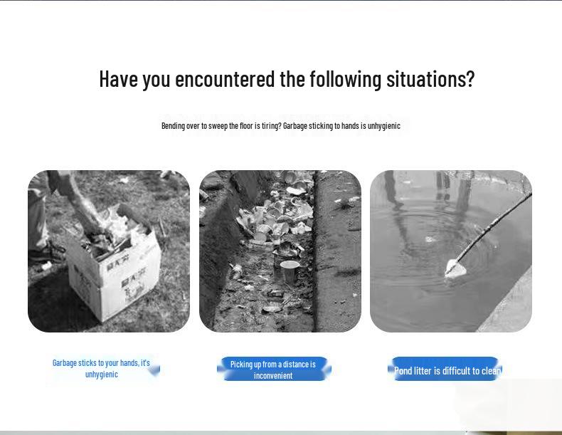 Durable Aluminum Folding Trash Picker with Magnetic Ring - Lightweight, Portable, Outdoor Hygiene Clip