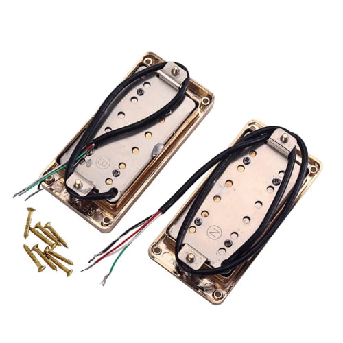 Ogdni Guitar Humbucker Pickup Set, Double Coil Neck and Bridge Pickup Replacement Parts for LP Electric Guitars (Gold)