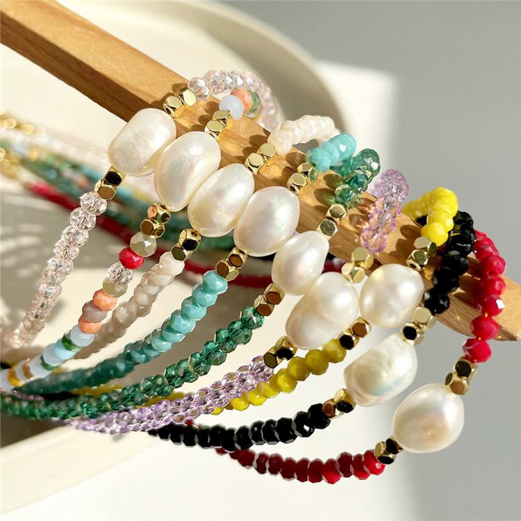 SP  Natural Freshwater Pearl Handmade Beads Natural Colorful Crystal Beaded Necklace for Women