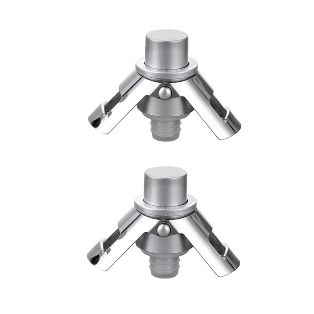 2pcs Built-in Pressure Pump Vacuum Champagne Stopper with Time Stamp Dual-ear Design Champagne Sealer Preservation Reusable