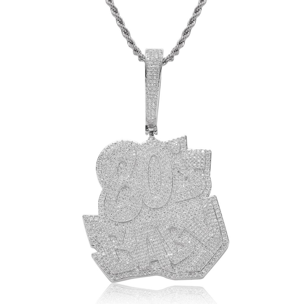 80s BABY Punk Style Hip Hop Necklace - Full Zircon Letter Pendant Jewelry