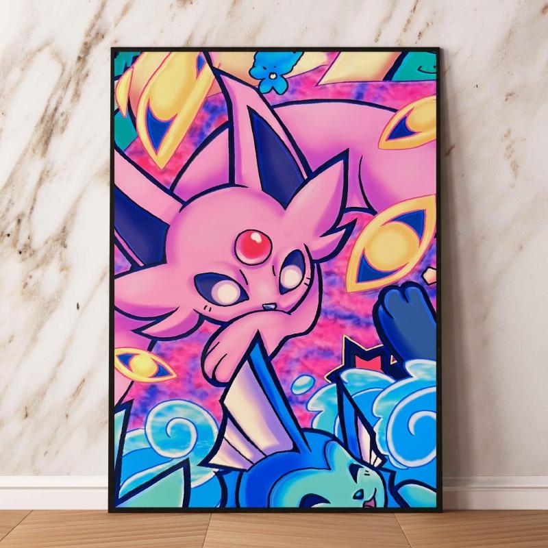 Print on Canvas Pokemon Eeveelution Family Hd Printing Oil Painting with Exquisite Details Home Children's Bedroom Decoration