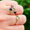 1 Piece Fashion Wrinkled Colored Cubic Zirconia Opening Adjustable Rings for Women Stackable Couple Ring Jewelry Party Accessories