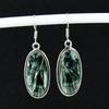 Natural Seraphinite Gemstone  Antique Earrings 925 Sterling Silver Earring, Boho Silver Jewelry Dangle Earrings, Gifts For Women Gifts For Her