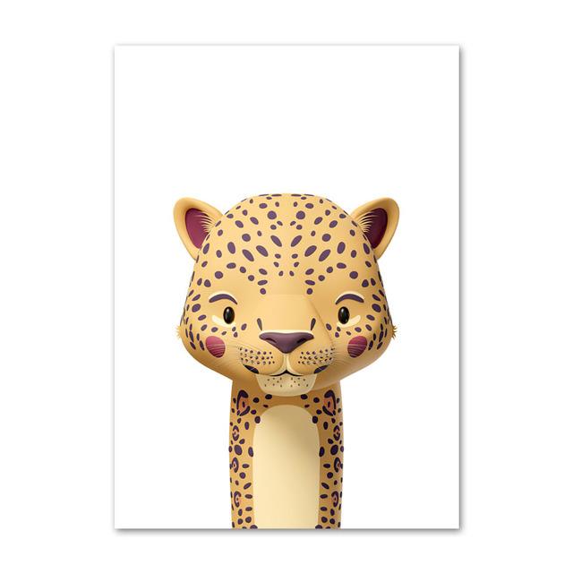 Nordic Poster Print Jungle Animal Elephant Zebra Tiger Lion Giraffe Leopard Nursery Wall Art Canvas Painting Pictures Kids Room