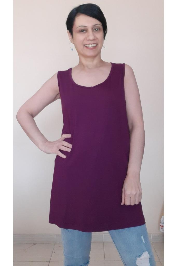 Женская стильная футболка большого размера, сливовая футболка с толстым ремешком из чесаного хлопка и вискозы