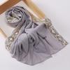 New Pearl Chiffon Embroidered Sequins Decorative Wrap Headscarf, Malaysia Indonesia Fashion Lace Ladies Scarf