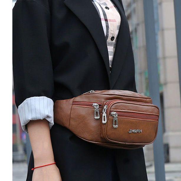 Большая вместительная кожаная сумка мужская поясная сумка сумка через плечо PU водонепроницаемая нагрудная сумка для сбора денег на открытом воздухе спорт