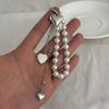 Metal Pearl Beaded Keychain Peach Heart Shape Tassel Decoration Bead Bag Chain Pendant Jewelry Bag Accessories