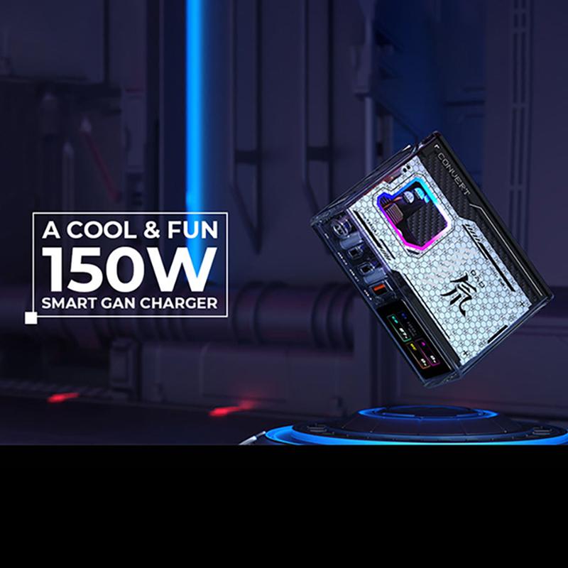 Новая версия Redmagic DAO 150W GaN зарядное устройство супербыстрый зарядный адаптер RGB световые эффекты 4-портовая зарядная станция