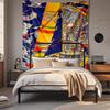 Watercolor color-block tapestry world map fabric wall hanging for bedroom and study room wall decoration background fabric