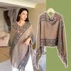 Rhombic Knitted Cape Printing Tassel Scarves Retro Imitation Cashmere Shawl  Student